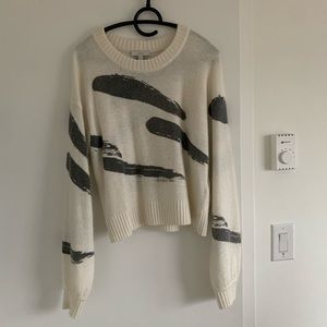 White Sweater with ink style print